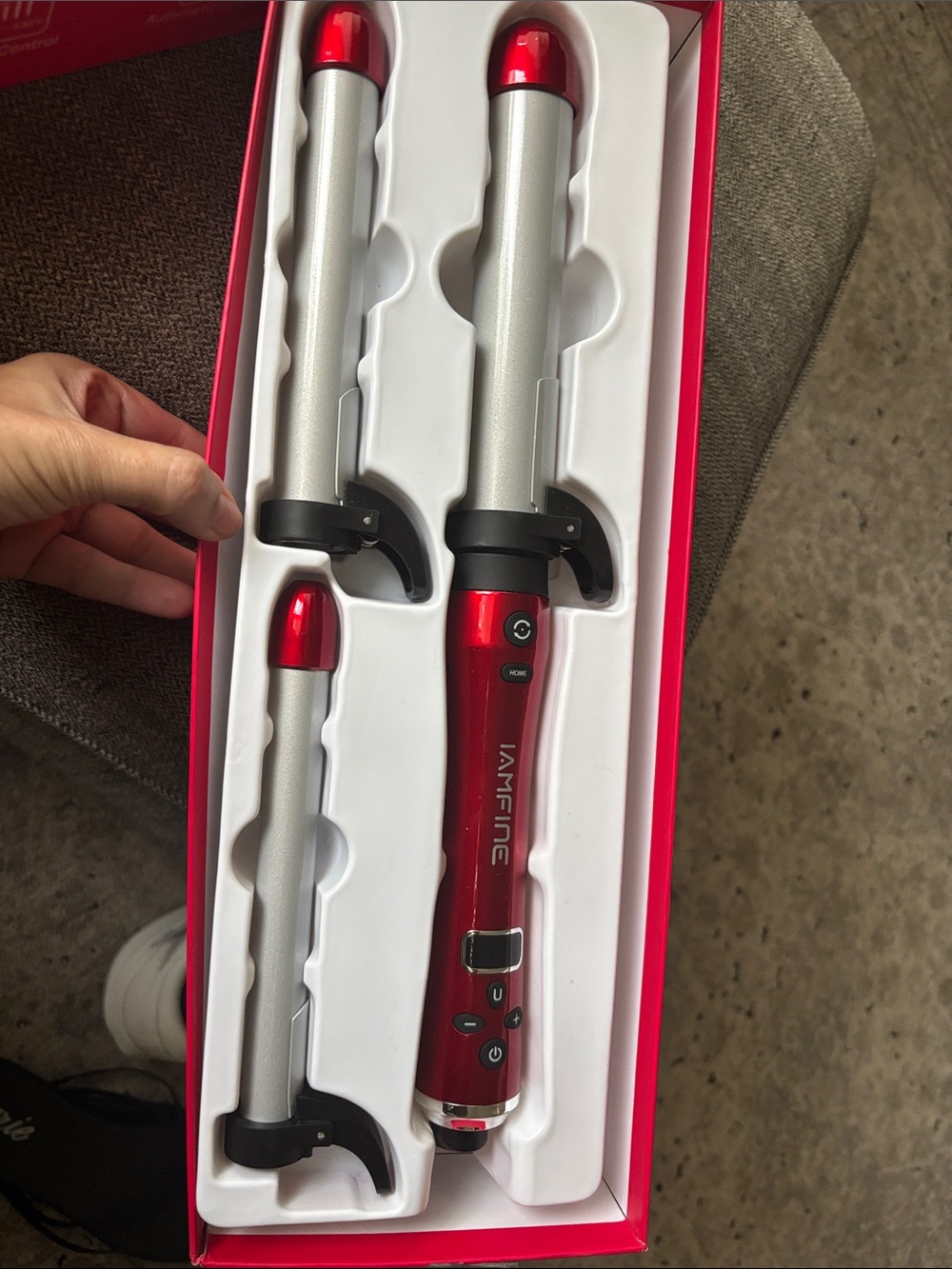 NWT I Am Fine Red 3-Piece Interchangeable Curling Wand Set